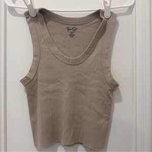 Brandy Melville Beige Ribbed Tank Top
